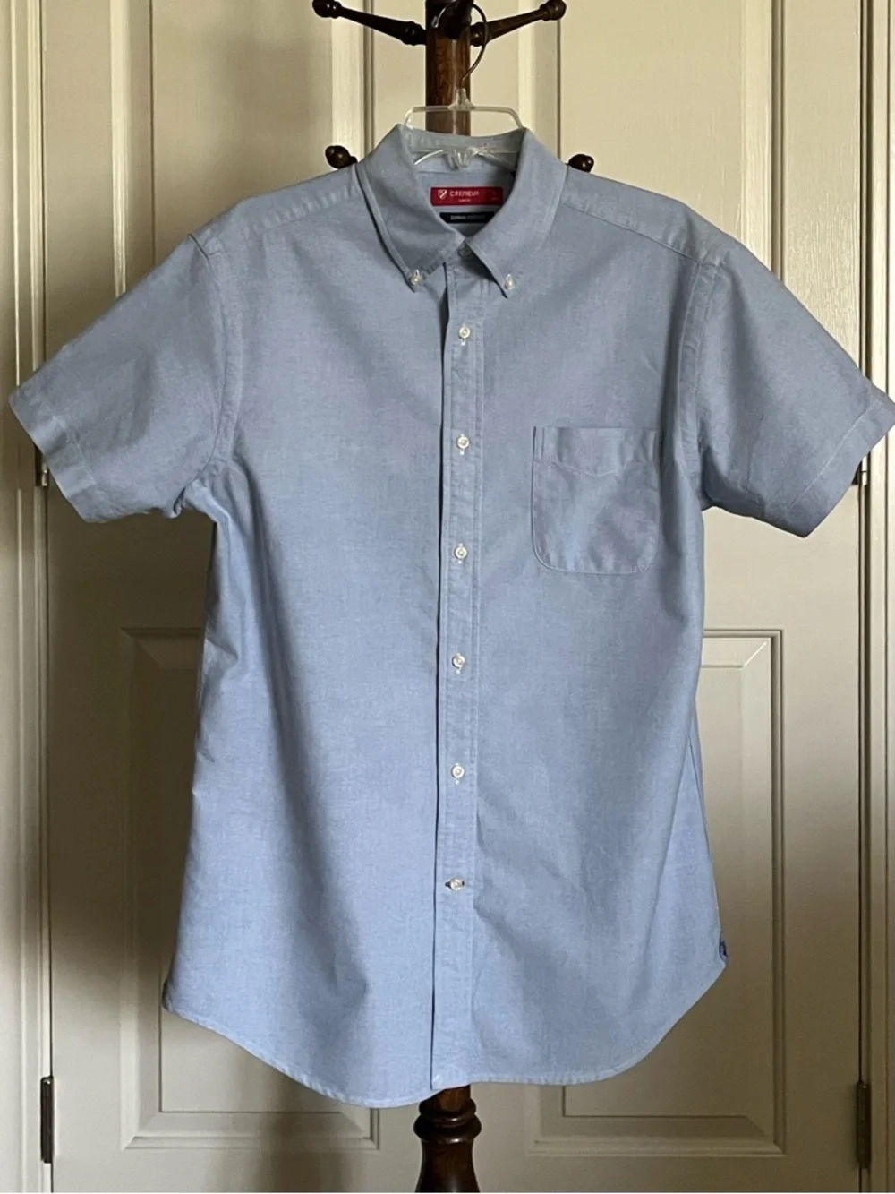 Men’s Cremieux - Slim Fit Short-Sleeve Shirt - Light Blue Oxford Cloth - Large